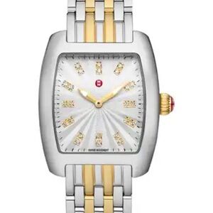 $2295 Michele Diamond Two-Tone Silver and Gold Watch Timeless Elegance